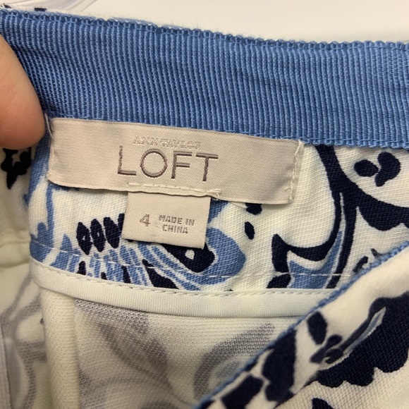 LOFT Blue White Flower A-line Box Pleat Mini Skirt - Picture 5 of 7